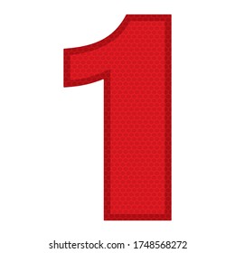 Number One Vector Illustration. Number One with Honeycomb Pattern Isolated On White Background