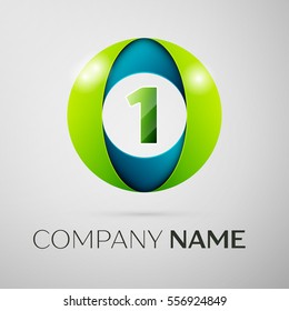 Number one vector logo symbol in the colorful circle on grey background. Vector template for your design