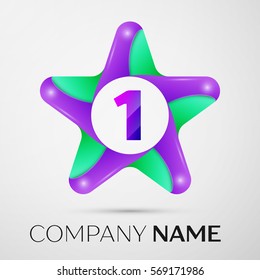 Number one vector logo symbol in the colorful star on grey background. Vector template for your design