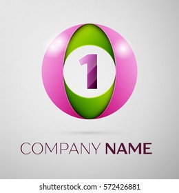 Number one vector logo symbol in the colorful circle on grey background. Vector template for your design