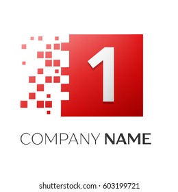 Number one vector logo symbol in the colorful square on white background. Vector template for your design