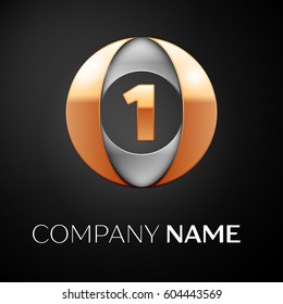 Number one vector logo symbol in the colorful circle on black background. Vector template for your design