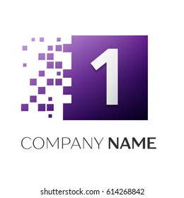 Number one vector logo symbol in the colorful square on white background. Vector template for your design