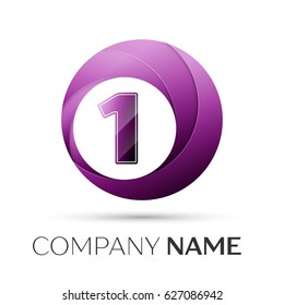 Number one vector logo symbol in the colorful circle on grey background. Vector template for your design