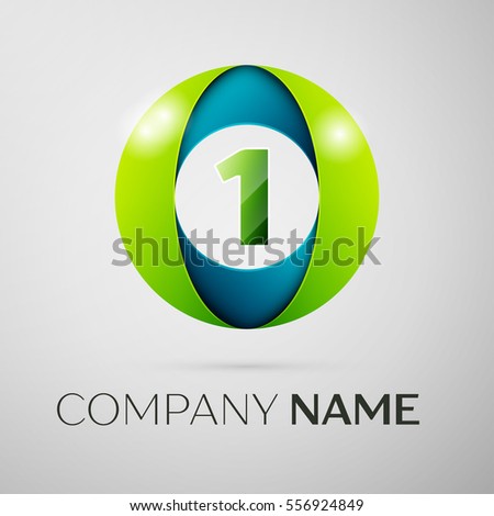 Number one vector logo symbol in the colorful circle on grey background. Vector template for your design