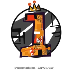 Number one vector sign in circle