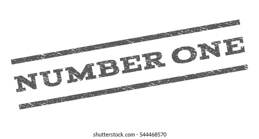 Number One watermark stamp. Text caption between parallel lines with grunge design style. Rubber seal stamp with dirty texture. Vector grey color ink imprint on a white background.