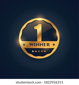 number one winner label in golden badge style