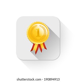 Number One winner ribbon With long shadow over app button