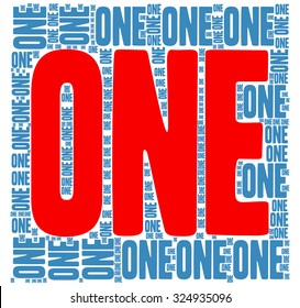 Number one word cloud on a white background. 