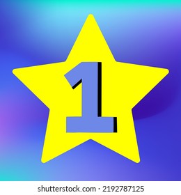 Number One Yellow Star Blue Background Stock Vector (Royalty Free