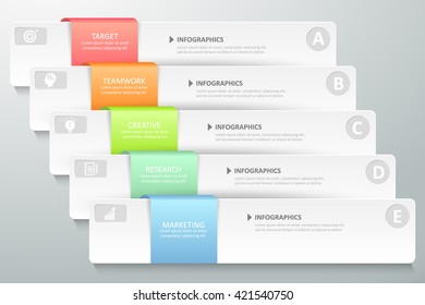 Number option banner infographic template 5 steps.