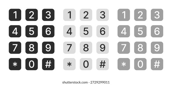 Number pad icon vector illustration - Phone buttons on transparent. Flat design illustration of dial keyboard touch screen mobile phone numbers.