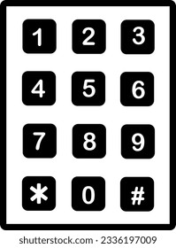 Number pad or numeric telephone keypad line art vector icon for apps and websites. Replaceable vector design.