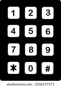  Number pad or numeric telephone keypad line art vector icon for apps and websites. Replaceable vector design.