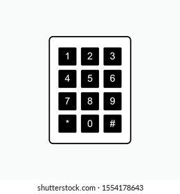 Number Pad or NumericTelephone Keypad Flat Vector Icon for Apps and Websites.
