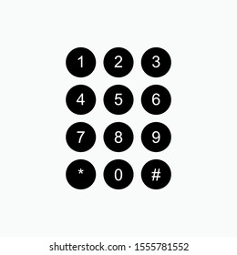 Number Pad or NumericTelephone Keypad Flat Vector Icon for Apps and Websites.