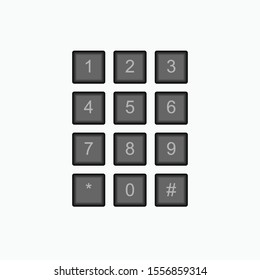 Number Pad or NumericTelephone Keypad Flat Vector Icon for Apps and Websites.