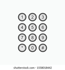 
Number Pad or NumericTelephone Keypad Flat Vector Icon for Apps and Websites.