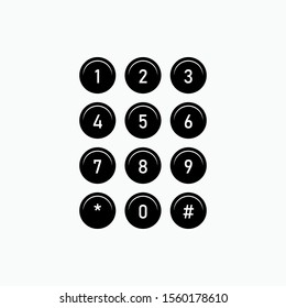 Number Pad or NumericTelephone Keypad Flat Vector Icon for Apps and Websites.