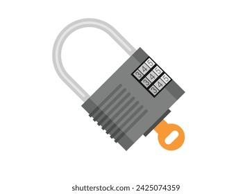 Number padlock. Simple flat illustration.