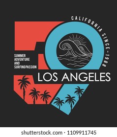 number and palm tree.Los Angeles.vector