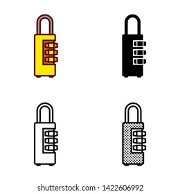 Number Password Lock Icon in Different Color and Style