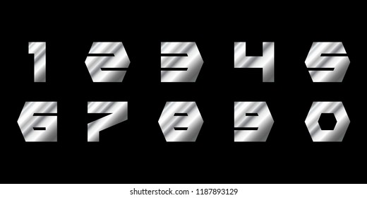 Number pattern with silver on blue background. Vector, illustration, EPS 10