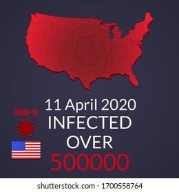 The number of people infected with coronavirus in the USA on April 11, 2020. Vector illustration. Banner, cover, postcard, flyer, poster for
promotion action.