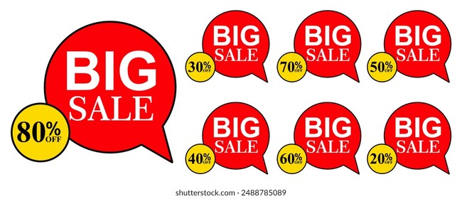 Number and percent signs and balloon bubble speech sale discount design for store shop or online shopping. design for advertising marketing, leaflets and flyers promotion, percent Label tags coupon