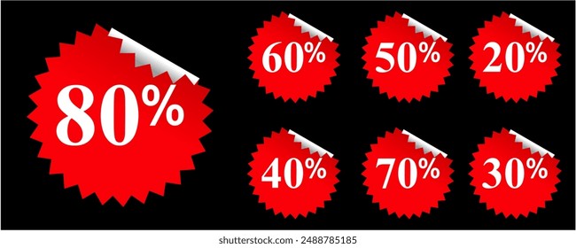 Number and percent signs and price tag sticker sale discount design for store shop or online shopping. design for advertising marketing, leaflets and flyers promotion, percent Label tags coupon