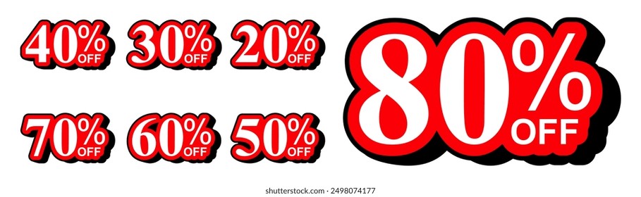 Number and percent signs and price tag sticker sale discount design for store shop or online shopping. design for advertising marketing, leaflets and flyers promotion, percent Label