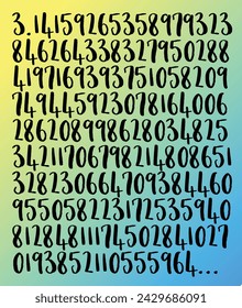 number pi 3.1415 with 140 decimal places, mathematics and pi day concept