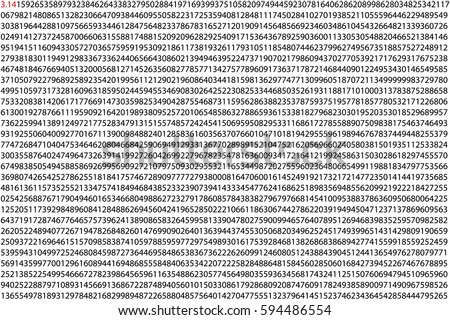 Number Pi - 3.1415 - with 2715 decimal places