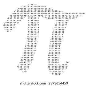 the number pi filled with its value on white background