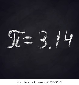 The number PI written in chalk on the chalk Board.