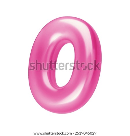 Number pink 0. Foil and chrome balloon number zero in 3d style. Realistic design elements isolated on white background. Vector illustration