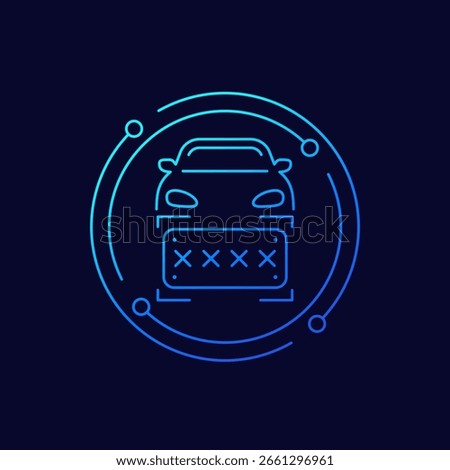 number plate and car icon, linear design