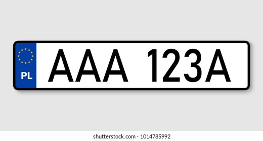 number plate. Vehicle registration plates of Poland