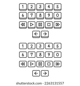 Number play key button icon set