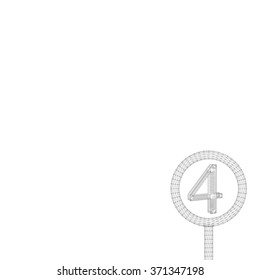 Number in polygon design. Abstract geometrical background. The template design booklet, brochure, banner, document. Cube of lines and dots. Cube of the lines connected to points