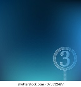 Number in polygon design. Abstract geometrical background. The template design booklet, brochure, banner, document. Cube of lines and dots. Cube of the lines connected to points.