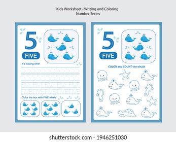 Number Practice Worksheet for Kids - Number 5