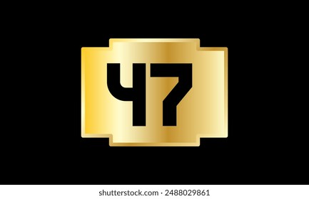 Number Rectangle Logo Gold Minimalist Elegant Business