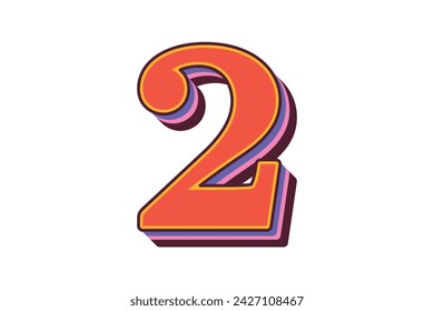 Number Retro Flat Sticker Design