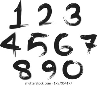 Number scribble vector set. Number hand drawn vector illustration.