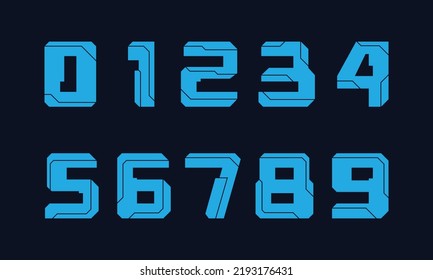 Number set 1 2 3 4 5 6 7 8 9 0 ,technological flat design for your unique elements design 