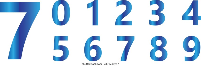 Number set 1 2 3 4 5 6 7 8 9 0 ,Blue technological flat design for your unique elements design for logo, corporate identity, application, creative poster and more. Vector illustration