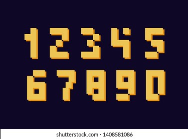 number set 3d bold pixel style modern typography for game, poster, birthday, decoration, animation, t shirt, racing, game, promotion, sale banner, printing on fabric. Cool font. vector 10 eps