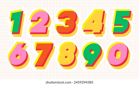 Number set 3d style modern typography